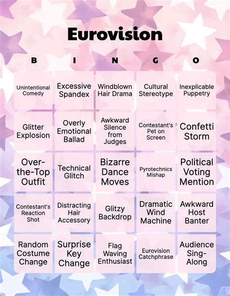 EUROVISION BINGO! Bingo Card.